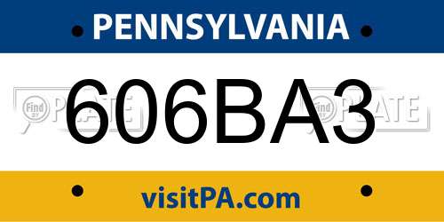 606BA3 Pennsylvania License Plate