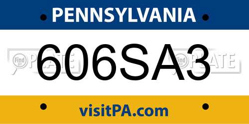 606SA3 Pennsylvania License Plate