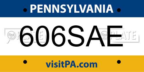 606SAE Pennsylvania License Plate