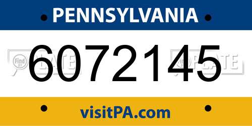 6072145 Pennsylvania License Plate
