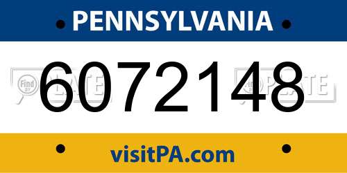 6072148 Pennsylvania License Plate