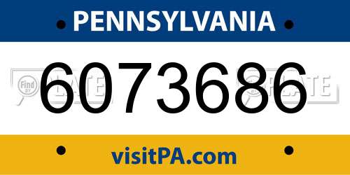 6073686 Pennsylvania License Plate