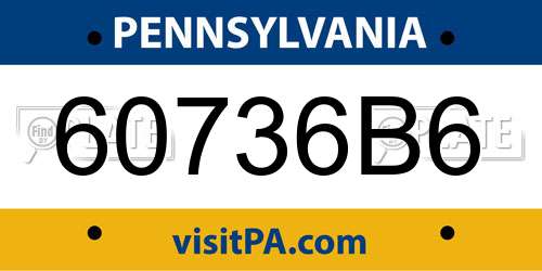 60736B6 Pennsylvania License Plate