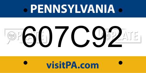 607C92 Pennsylvania License Plate