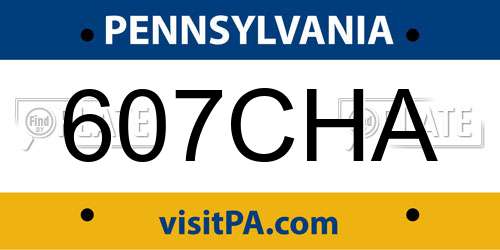 607CHA Pennsylvania License Plate