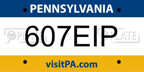 607EIP Pennsylvania License Plate