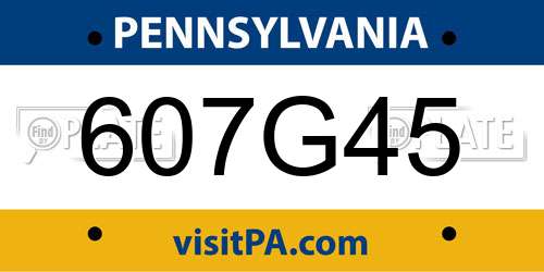 607G45 Pennsylvania License Plate