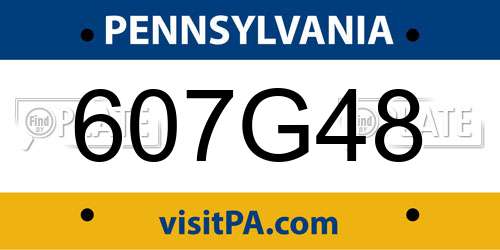 607G48 Pennsylvania License Plate