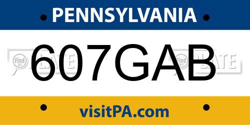 607GAB Pennsylvania License Plate