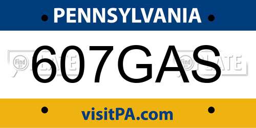 607GAS Pennsylvania License Plate