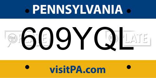 609YQL Pennsylvania License Plate