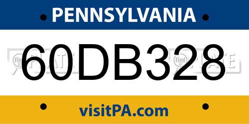 60DB328 Pennsylvania License Plate
