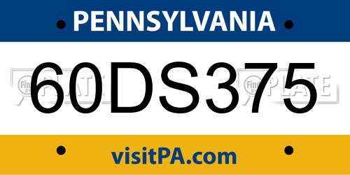 60DS375 Pennsylvania License Plate