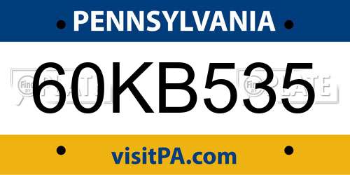 60KB535 Pennsylvania License Plate