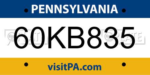60KB835 Pennsylvania License Plate