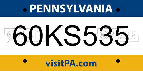 60KS535 Pennsylvania License Plate