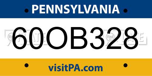 60OB328 Pennsylvania License Plate