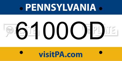 6100OD Pennsylvania License Plate