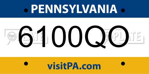 6100QO Pennsylvania License Plate
