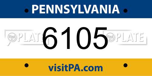 6105 Pennsylvania License Plate