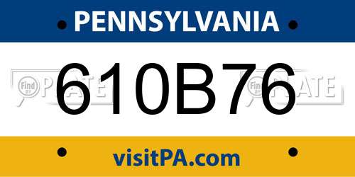 610B76 Pennsylvania License Plate