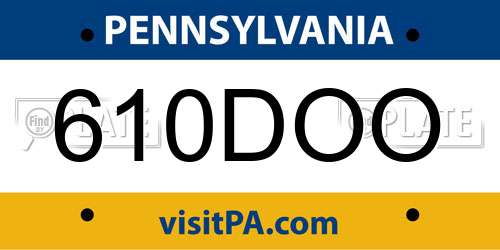 610DOO Pennsylvania License Plate