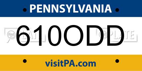 610ODD Pennsylvania License Plate