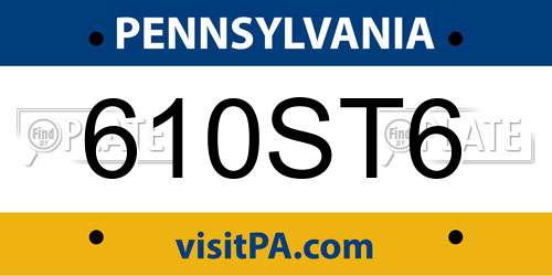 610ST6 Pennsylvania License Plate