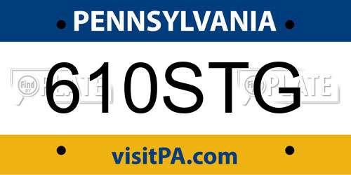 610STG Pennsylvania License Plate