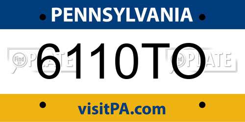 6110TO Pennsylvania License Plate