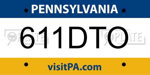611DTO Pennsylvania License Plate
