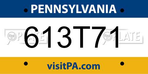 613T71 Pennsylvania License Plate