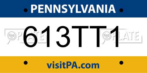 613TT1 Pennsylvania License Plate