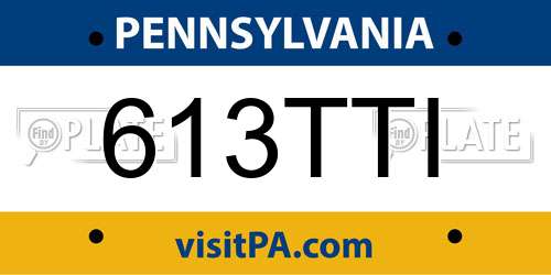 613TTI Pennsylvania License Plate