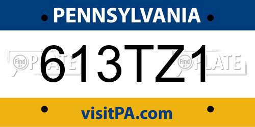 613TZ1 Pennsylvania License Plate