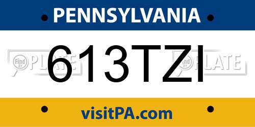 613TZI Pennsylvania License Plate