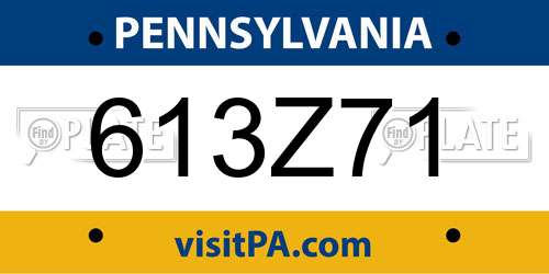 613Z71 Pennsylvania License Plate