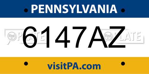 6147AZ Pennsylvania License Plate