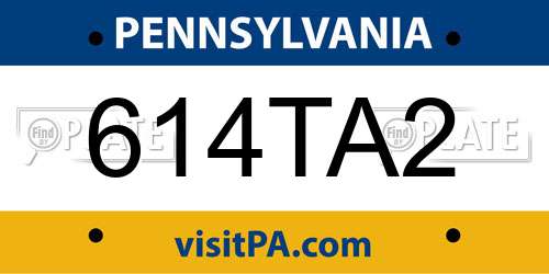 614TA2 Pennsylvania License Plate