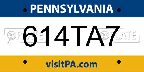 614TA7 Pennsylvania License Plate