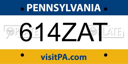 614ZAT Pennsylvania License Plate