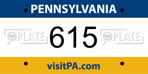 615 Pennsylvania License Plate