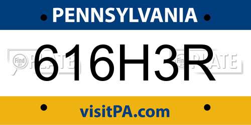 616H3R Pennsylvania License Plate