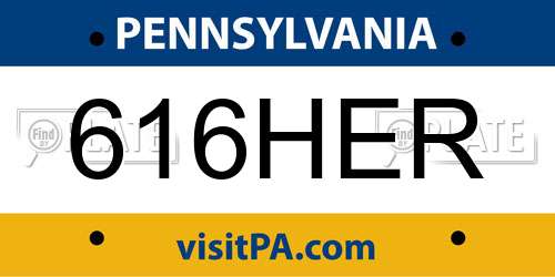 616HER Pennsylvania License Plate