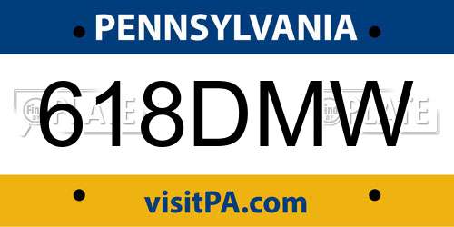 618DMW Pennsylvania License Plate