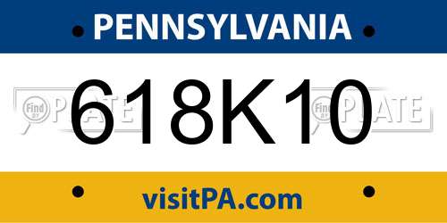 618K10 Pennsylvania License Plate