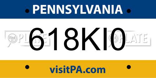 618KI0 Pennsylvania License Plate