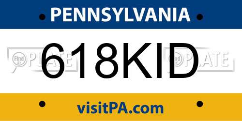 618KID Pennsylvania License Plate