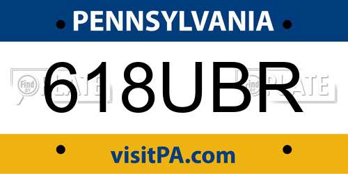618UBR Pennsylvania License Plate