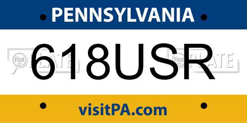 618USR Pennsylvania License Plate